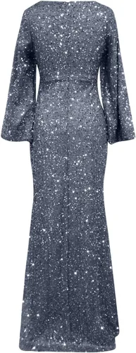 Vista 5 de Vestidos Manga Larga lentejuelas para Mujer, Vestido Fiesta Baile ajustado purpurina Brillante, cóctel formal