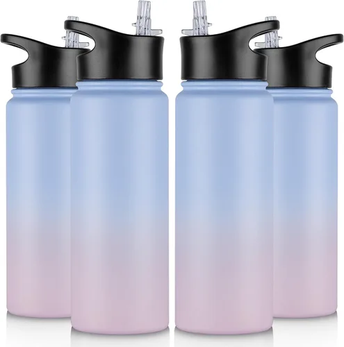 Vista 47 de Botella de agua aislada de 64 onzas con tapas de pajita y boquilla, jarra de agua de acero inoxidable de medio galón con mango de paracord, vacío