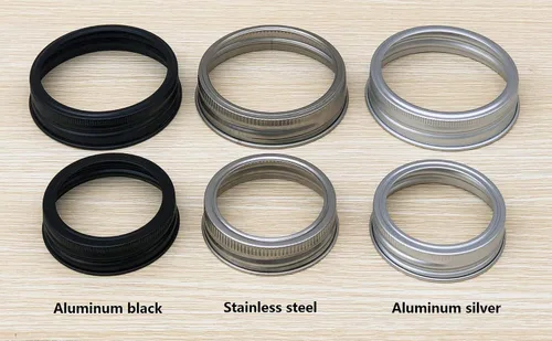 Vista 5 de Anillos de metal resistentes a la oxidación de aluminio negro mate y seguros para alimentos y sin BPA, para tarros de conservas