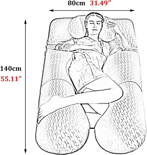 Vista 7 de Almohada de embarazo con almohada de memoria, almohada corporal en forma de U para mujeres embarazadas para ayudar a dormir, con funda de algodón