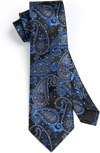 Vista 33 de HISDERN Corbatas para hombre, corbata de cachemira y bolsillo cuadrado tejido clásico floral para hombre, corbata de fiesta de boda