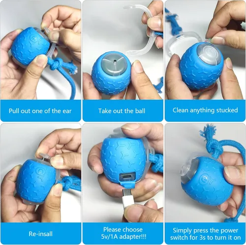 Vista 5 de Juguetes interactivos para gatos: bola móvil ágil con cola de malla elástica para gatos y gatitos