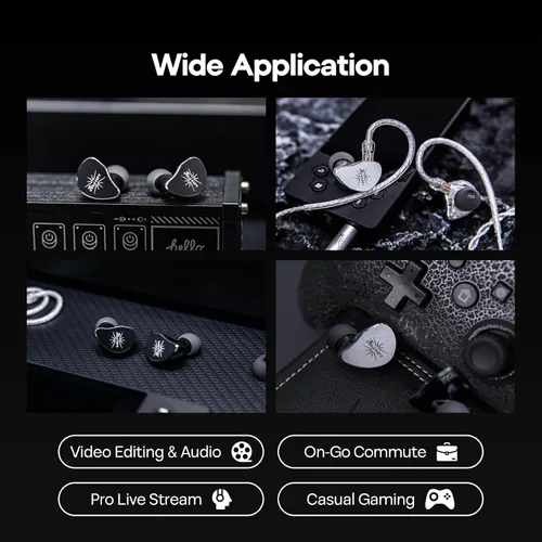Vista 7 de Linsoul Kiwi Ears Belle 10 mm DLC controlador dinámico de 10 mm para monitorización intra-auricular, auriculares HiFi con cable con cables dobles
