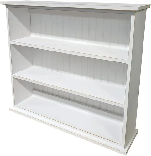 Vista 16 de Sawdust City Estantería de madera maciza (salvia maciza) 36" W x 10" D x 32" H, Three Openings, Ships in 3 Pieces, Assembly Required Verde sólido