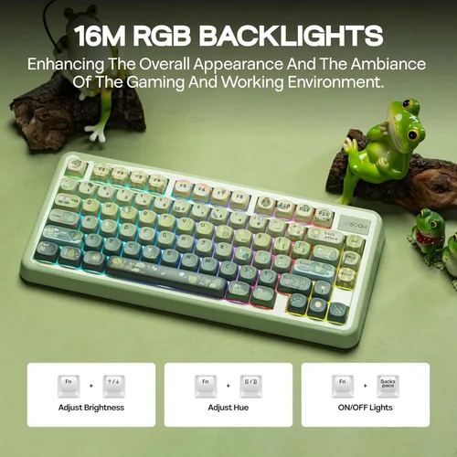 Vista 6 de KiiBoom Phantom81 Lite - Teclado mecánico con 75% de juntas, programable QMK y VIA, teclado inalámbrico para juegos de 3 modos, retroiluminación