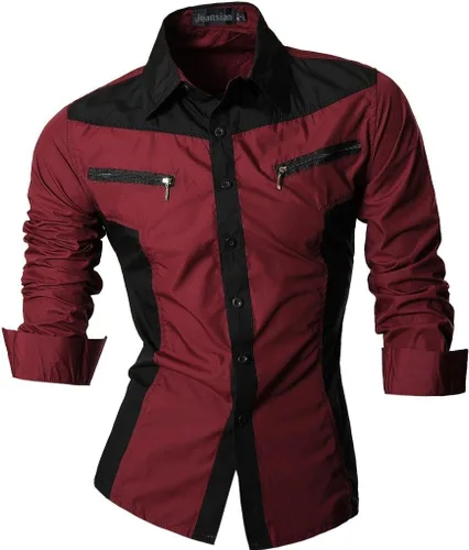 Vista 144 de jeansian - Camisas de manga larga de ajuste entallado para hombre (8397), con botones, informales y de vestir.