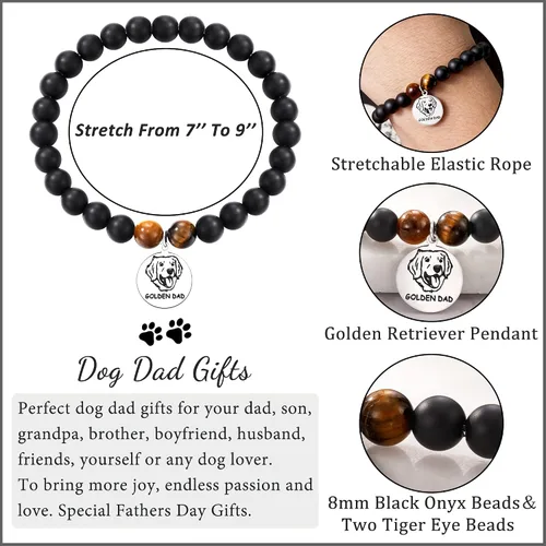Vista 5 de JOGDIAM Dog Dad Gifts for Men, Dog Charm Bracelets for Dad with Gift Message Card, Fathers Day Jewelry Gifts Dog Lover Gift Ideas for Father's Day