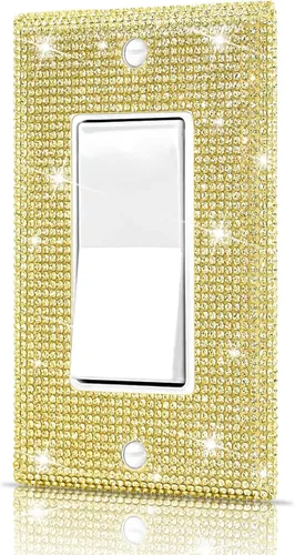 Vista 10 de Dengduoduo Placas de pared, cubierta decorativa para interruptor de luz, cubiertas decorativas de tomacorrientes, diamantes de imitación plateados