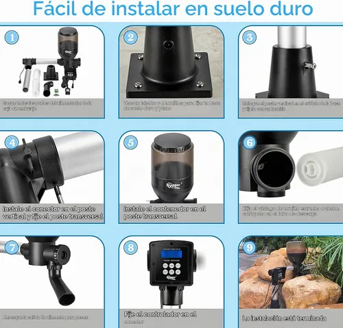 Vista 7 de hygger Alimentador automático de los pescados del estanque del control del LCD, capacidad 5.5L, DC 12V