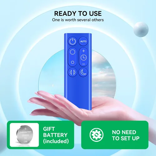 Vista 2 de Control remoto de repuesto para Dyson DP01/DP03/TP02/TP03 (azul) compatible con ventiladores Pure Cool/Hot+Cool y purificadores de aire