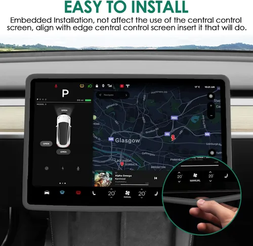 Vista 4 de Marco protector de pantalla compatible con Tesla Model 3 Modelo Y 2024 2023 2022 2021 2020 2019 cubierta protectora de borde de pantalla cubierta
