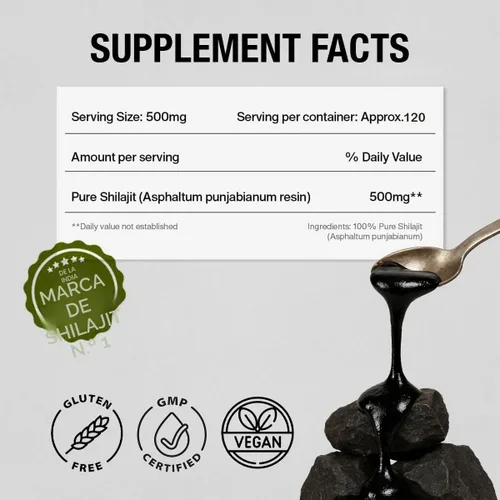 Vista 6 de Kapiva Resina de Shilajit 100% Auténtica del Himalaya (30gmx2), Alta Potencia para Hombres y Mujeres Más de 80 Minerales Traza, Hasta 70% de Ácido