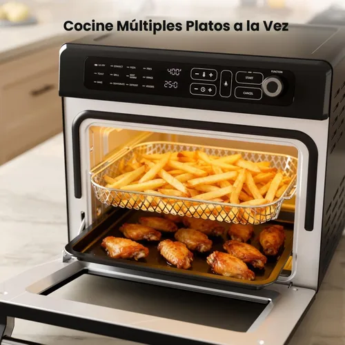 Vista 6 de Kismile Combo de horno tostador y freidora de aire 25QT, 12 en 1, acero Negro