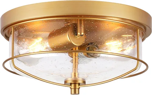 Vista 9 de Foucasal Luces de techo doradas para interiores y exteriores, luces móviles y de baño con paneles de vidrio sembrado
