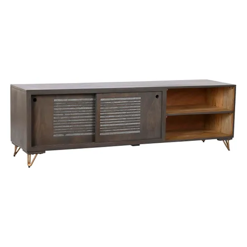 Vista 2 de Mueble de TV DKD Home Decor Metal Marrón Madera de mango 160 x 40 x 50 cm