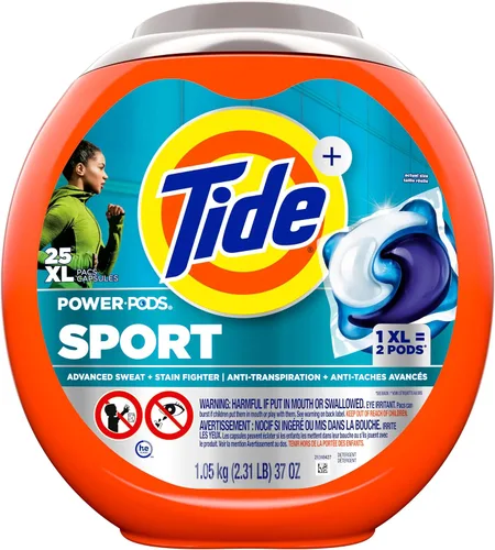 Vista 12 de Tide Power Pods - Cápsulas de detergente para ropa deportiva, 25 unidades, avanzado para sudor + combatiente de manchas