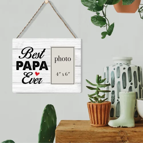 Vista 5 de Oqtumes Marco de fotos de regalo para papá, regalo para el abuelo de nietos, regalos para abuelo, marco rústico de madera con el mejor papá