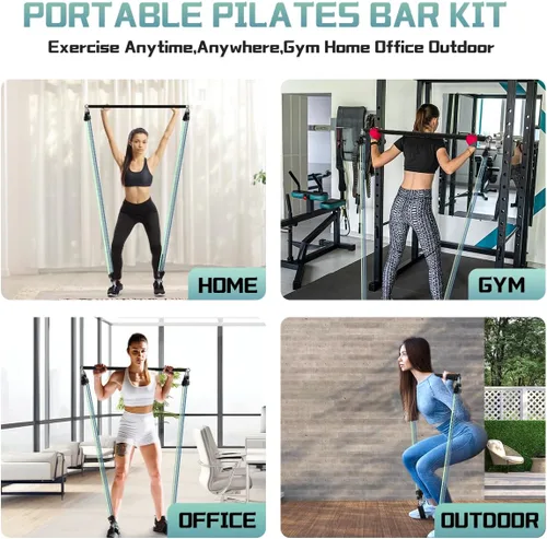Vista 9 de VEICK Pilates Bar Kit with Resistance Bands, Elastic Workout Bands for Men Women, Set of 5 Resistance Loop Bands for Home Fitness Stretching