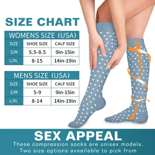 Vista 6 de Calcetines de compresión para mujeres y hombres (3 pares) El mejor apoyo para enfermeras, correr, senderismo, recuperación y calcetines de vuelo