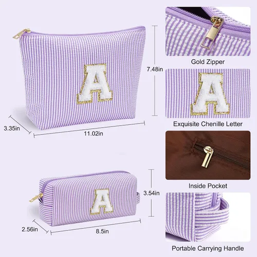 Vista 131 de YOOLIFE Regalos del Día de la Madre para Mujeres, Bolsa de Maquillaje con Iniciales, Bolsa de Maquillaje para Viaje, Bolsa de Maquillaje Negro