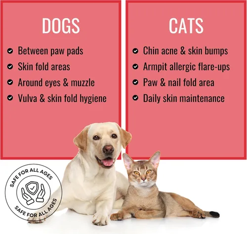 Vista 7 de NOVEHA 120 toallitas para mascotas formuladas XL para perros y gatos, seguras para pliegues faciales y de dedos, axilas, ingle, puntos calientes