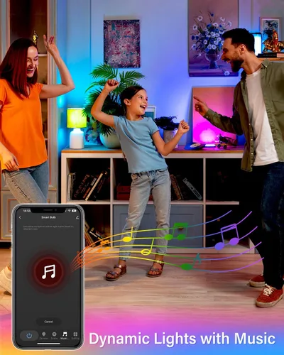 Vista 4 de Avatar Controls Paquete de 4 bombillas LED inteligentes E12, 5 W, Alexa de base pequeña, bombillas de ventilador de techo Wi-Fi, temporizador que