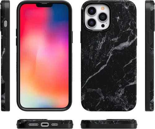 Vista 17 de Casely Funda para iPhone 13 mármol negro perla Diseño protector audaz Compatible con MagSafe
