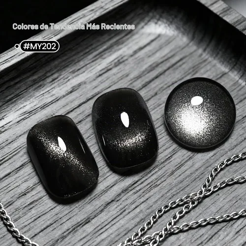 Vista 2 de OpenLive - Esmalte de uñas de ojo de gato negro, 16.5 ml de esmalte de uñas de purpurina reflectante de secado rápido con barra magnética