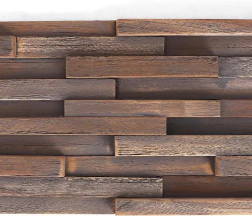 Vista 4 de Paneles de Pared 3D de Teca - Tablones de Madera - Paneles de Pared de Acento de Teca - Revestimiento de Pared - Tableros de Respaldo Shiplap