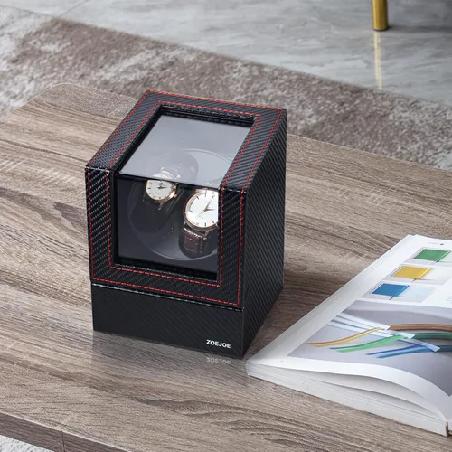 Vista 2 de Enrolladores automáticos de reloj para relojes automáticos, caja de bobinadora de reloj doble para hombres y mujeres, caja de almacenamiento