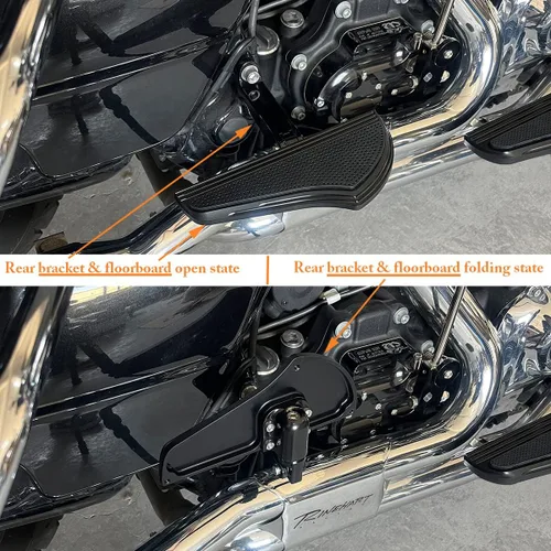 Vista 7 de Tablas de piso para Harley Davidson Touring Flt Black Defiance Floorboards Harley estribos Harley dedo del pie palancas de cambio estándar Flht