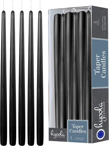 Vista 9 de Hyoola Paquete de 12 velas altas cónicas – Vela negra sin goteo de 10 pulgadas sin perfume – Cera de parafina con mechas de algodón – 8 horas