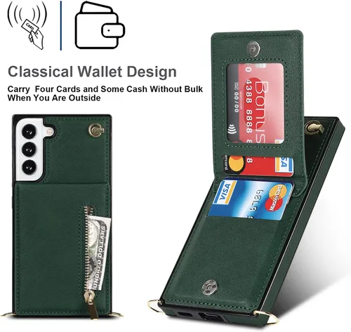 Vista 5 de Funda compatible con Samsung Galaxy S23 Plus de 6.6 pulgadas, bolso de bolsillo, correa de hombro, elegante funda protectora para Galaxy S23 Plus