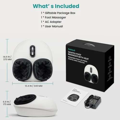 Vista 7 de Nekteck Shiatsu - Máquina masajeadora de pies con calor relajante, terapia de amasamiento profundo de compresión de aire elegible por la FSA