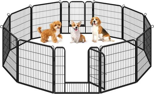 Vista 13 de Yaheetech - Corralito para perros con paneles anchos, 6 paneles de 24 pulgadas de alto con puerta, cerca portátil para interiores y exteriores