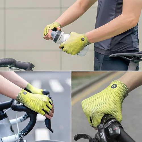 Vista 7 de ROCKBROS Guantes de ciclismo de medio dedo para hombre, antideslizantes, ligeros, transpirables, para bicicleta de carretera, MTB, ciclismo, guantes