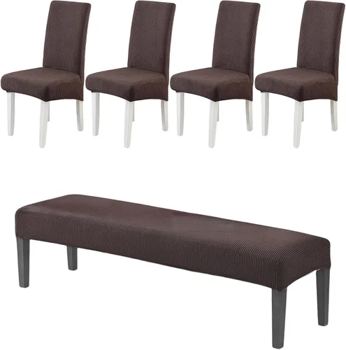 Vista 13 de CRFATOP 4 Piezas de Fundas Elásticas para Silla de Comedor con Funda para Banco Fundas Impresas para Silla de Comedor Fundas para Cojín de Asiento