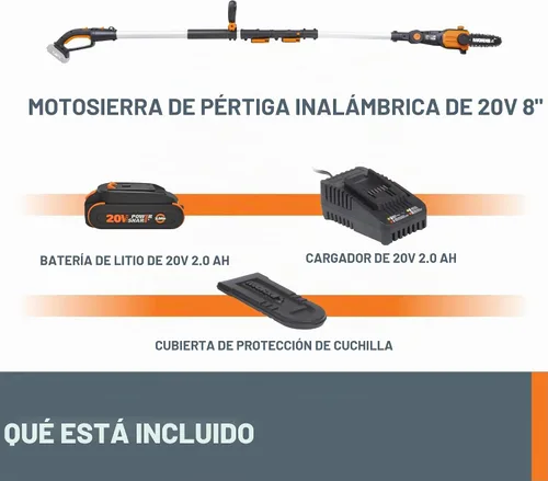Vista 7 de WORX Cordless Pole Saw, 20V 8" Chainsaw, WG349