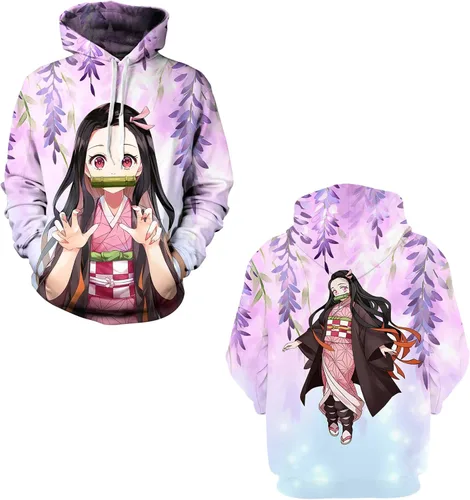 Vista 3 de ADLUH Sudadera unisex con capucha con estampado de anime, para hombre y mujer