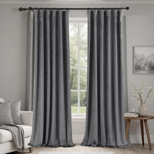 Vista 13 de Cortinas de terciopelo con trabilla trasera de 52 x 63 pulgadas de color naranja quemado de KOUFALL