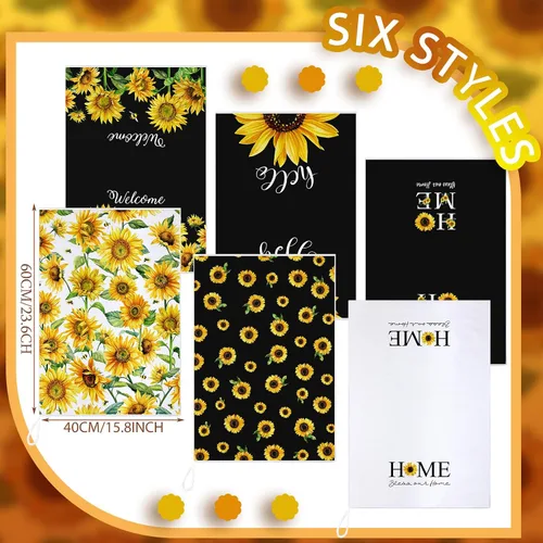 Vista 3 de Geyoga 6 Piezas Toallas de Cocina de Girasol Toallas de Platos Absorbentes Paños de Té Decorativos para Cocina de Verano Baño Decoración del Hogar