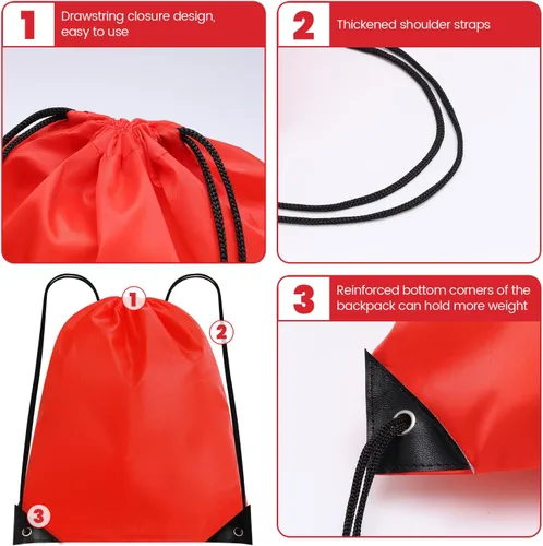 Vista 3 de Paquete de 72 bolsas con cordón, mochila con cordón a granel, bolsa de cincha, bolsa de gimnasio, mochila deportiva de viaje para hombres y mujeres