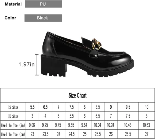 Vista 6 de MACNMEUU Mocasines gruesos de plataforma para mujer mocasines cómodos sin cordones con cadena de piel sintética