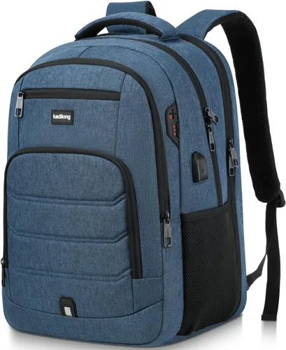 Vista 10 de kadilong Mochila para laptop para hombre, mochila escolar para adolescentes, niños, viajes de negocios, bolsa antirrobo con puerto de carga USB