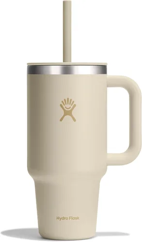 Vista 59 de Hydro Flask Vaso de Viaje con Asa, Tapa y Pajita - Acero Inoxidable Aislado en 24 Oz Aloe