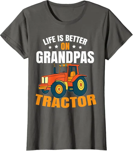 Vista 56 de Life Is Better On Grandpas Tractor Kids Farm Tractor Boy Camiseta, Negro
