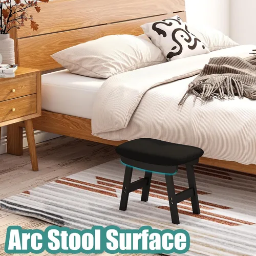 Vista 3 de viewcare Reposapiés otomano pequeño, taburete negro - Taburete de pie de madera para sala de estar, dormitorio y cocina