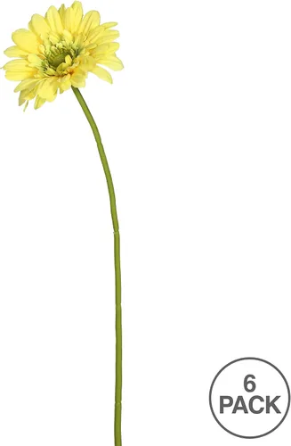 Vista 3 de Vickerman Tallo de margarita de gerbera amarilla artificial de 21 pulgadas, 6 por bolsa Amarillo