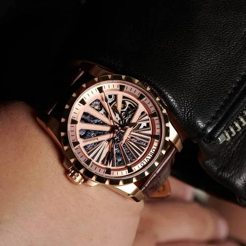 Vista 4 de Marca de lujo mecánica militar esqueleto reloj para hombre automático negro deportivo relojes impermeables RMS-U