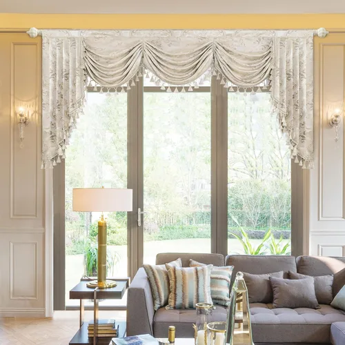 Vista 21 de Loom and Mill Cenefas de Cascada de Lujo para Ventanas, Elegante Cenefa de Cortinas Gruesas de Jacquard con Borlas para Sala de Estar, Dormitorio